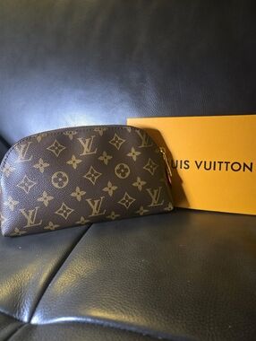 Brown Monogram Cosmetic Pouch W/ Cognac Interior